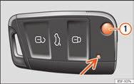 Betjening Hvis lysdioden i førerdøren lyser ca. 30 sek., efter at bilen er blevet låst, er der tale om en funktionsfejl i centrallåsen eller i tyverialarmen*.