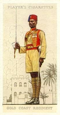 The Gold Coast Regiment. Kort nr. 43 i Player's cigaretkortserie Military Uniforms of the British Empire Overseas, 1938.