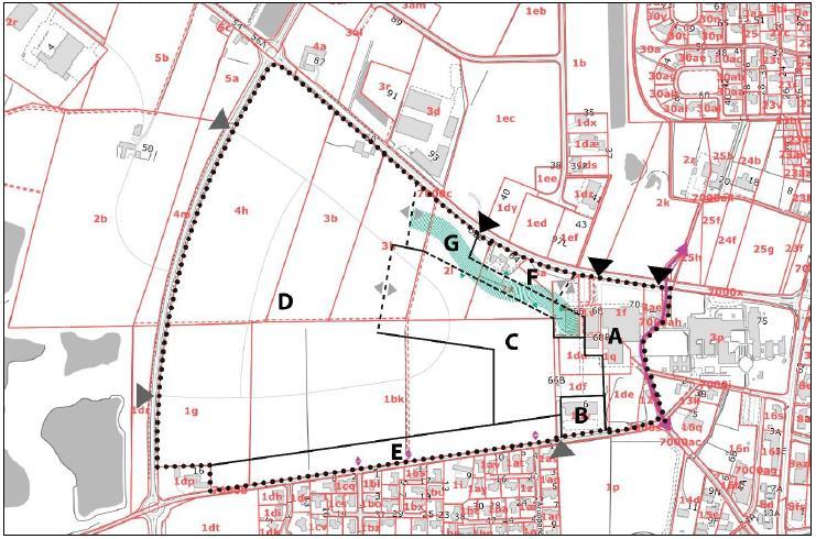 Figur 1. Planområdet med delområder 2.2. Hvorfor miljøvurdering? I forbindelse med udarbejdelsen af forslag til Lokalplan nr. 1115 og Kommuneplantillæg nr.