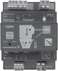 8 LiqTec LiqTec-tørløbssikringen beskytter pumpen og processen mod tørløb og temperaturer over 13 C ± C. Når LiqTec er tilsluttet motorens PTC-sensor, overvåger den også motortemperaturen.