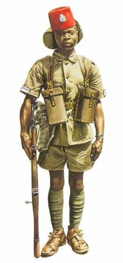 Belgiske askarier, Force Publique, Belgisk Congo, ca. 1900. Fra Rhodes (Paul Landau).