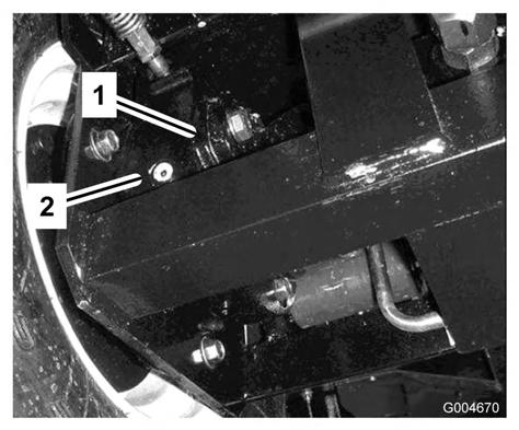Fjern proppen på planetdrevet (Figur 10), og kontroller proppen på bagsiden af bremsehuset (Figur 11). Der skal stå olie op til bunden af kontrolhullet på bagsiden af bremsehuset. Figur 12 1.