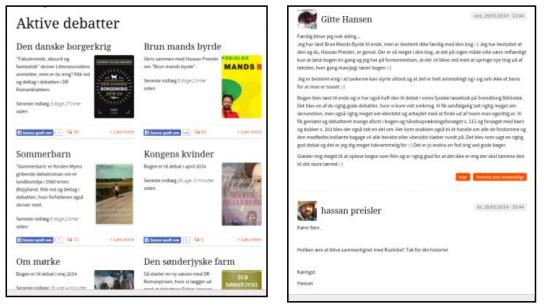 Litteratursiden har samarbejde med Danmarks Radio. Romanerne i DR Romanklubben debatteres på Litteratursiden.