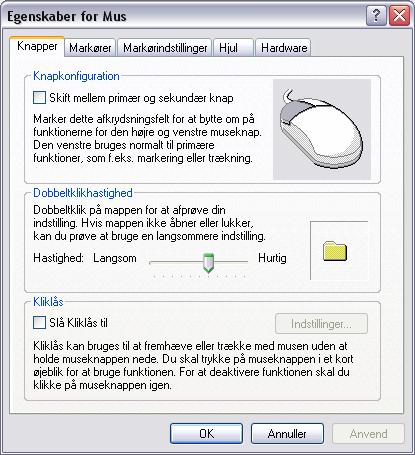 Side 20 Windows XP Indstilling af Mus Musen er et meget benyttet værktøj, når man arbejder med IT. Derfor er det vigtigt, at den indstilles så nøjagtigt som muligt til den person, der anvender den.