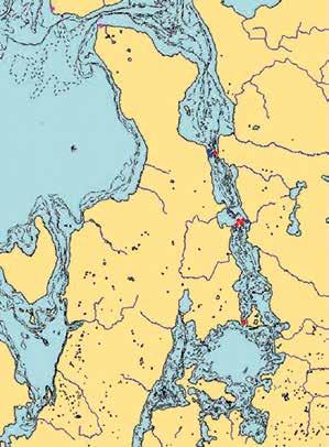 Kort over Roskilde Fjord med de kendte og formodede søforsvarsanlæg og sejlspærringer.