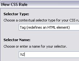Vælg New CSS Rule i CSS paletten.