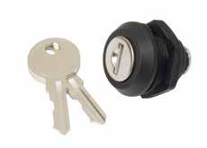 Kabinet- og handskerumslåse / Compartment locks Nylon omdrejningslås med cylinder / Nylon Quarter Turn with Cylinder Hus: Polyamid (PA6 GFR30), sort trykstøbt zink, forkromet eller sortmalet Møtrik: