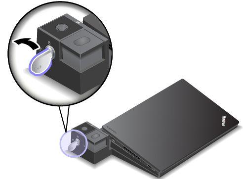 Fjernelse af en ThinkPad-dockingstation Gør følgende for at afmontere computeren fra en ThinkPad-udvidelsesenhed: Bemærk: Der er ingen systemlås i en ThinkPad Basic Dock. 1.