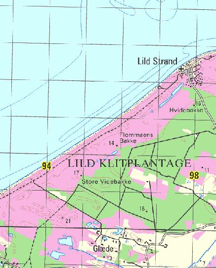 Mindre privatejede arealer skyder sig ind i den nordlige del mellem Lild Strand og Bulbjerg.