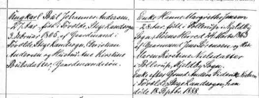 Anders Didrik Nielsen og Hanne Margrethe Jensen fortsat (1) Kirkebøger for Stege Landsogn: 1892,18.mar.