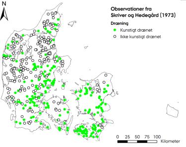 AARHUS UNIVERSITY Kort over afvandingtilstand 745 observationer fra Olesen (2009): 414 observationer fra Landskontoret for planteavls undersøgelse.