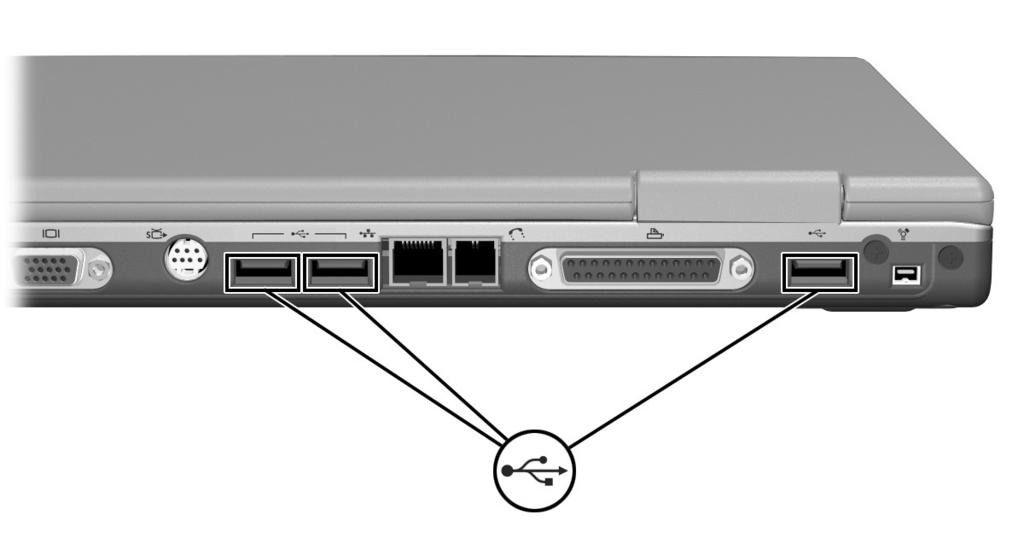 Hardware og opgraderinger USB-stikkene på den bærbare computer understøtter USB 2.0- og 1.1-kompatible enheder. Som standard fungerer USB-enheder kun, når operativsystemet er indlæst.