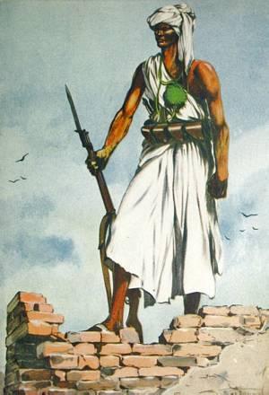 Dubat - Somalia Italiana, ca. 1936. Fra et samtidigt italiensk postkort set til salg på Internettet. Styrken var organiseret i kompagnier (banda), der bestod af ca.