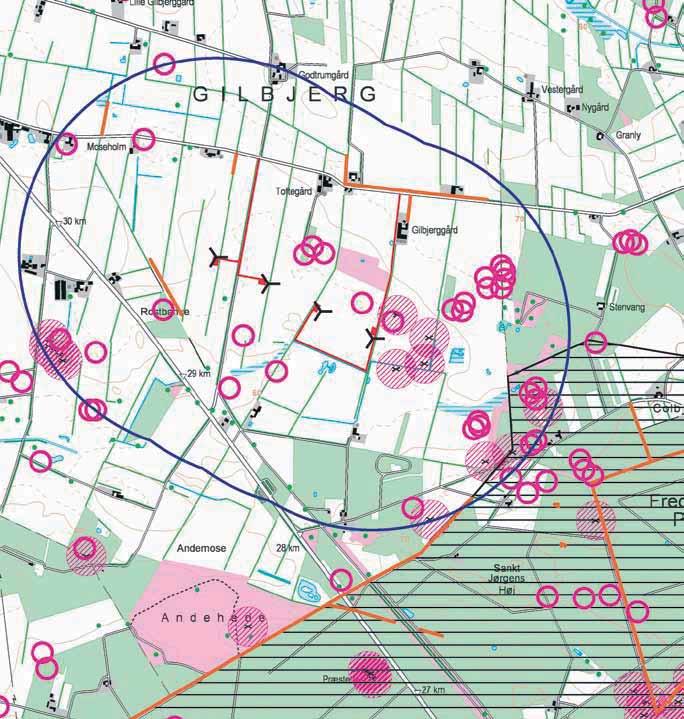 Ved Store Råbjerg, Grene Sande og Randbøl Hede er der registreret lokaliteter, hvor oplevelsen af væsentlige kulturlandskaber kan blive påvirket af de planlagte vindmøller ved Gilbjergvej.