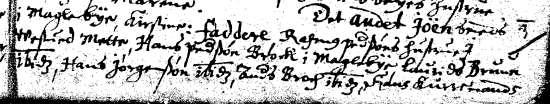 1651, 21.dec. døbt Laurids Otthesens dtr. i Mandemarke - Anne. Faddere: Joen Smeds hustru Lisabeth i Magleby, -. 1652, 21.nov. døbt Joen Smeds søn i Magleby Peder.