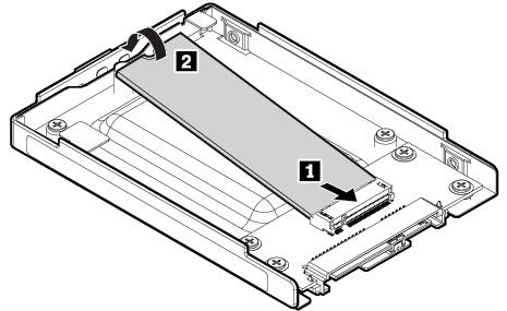 Gør følgende for at montere det nye M.2 SSD-drev i drevbåsen til harddisken: 1. Placer siden med indhak på det nye M.2 SSD-drev, så den passer med nøglen i porten 1.