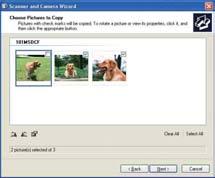Kopiering af billeder til computeren 2 Klik på [Next]. De billeder, der er gemt i kameraets "Memory Stick Duo" vises.