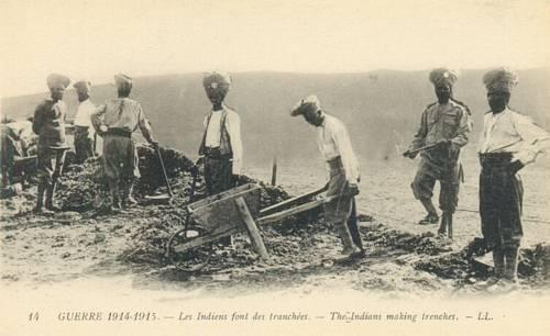 Indiske pionerer, Frankrig, 1914-15. Fra et samtidigt postkort.