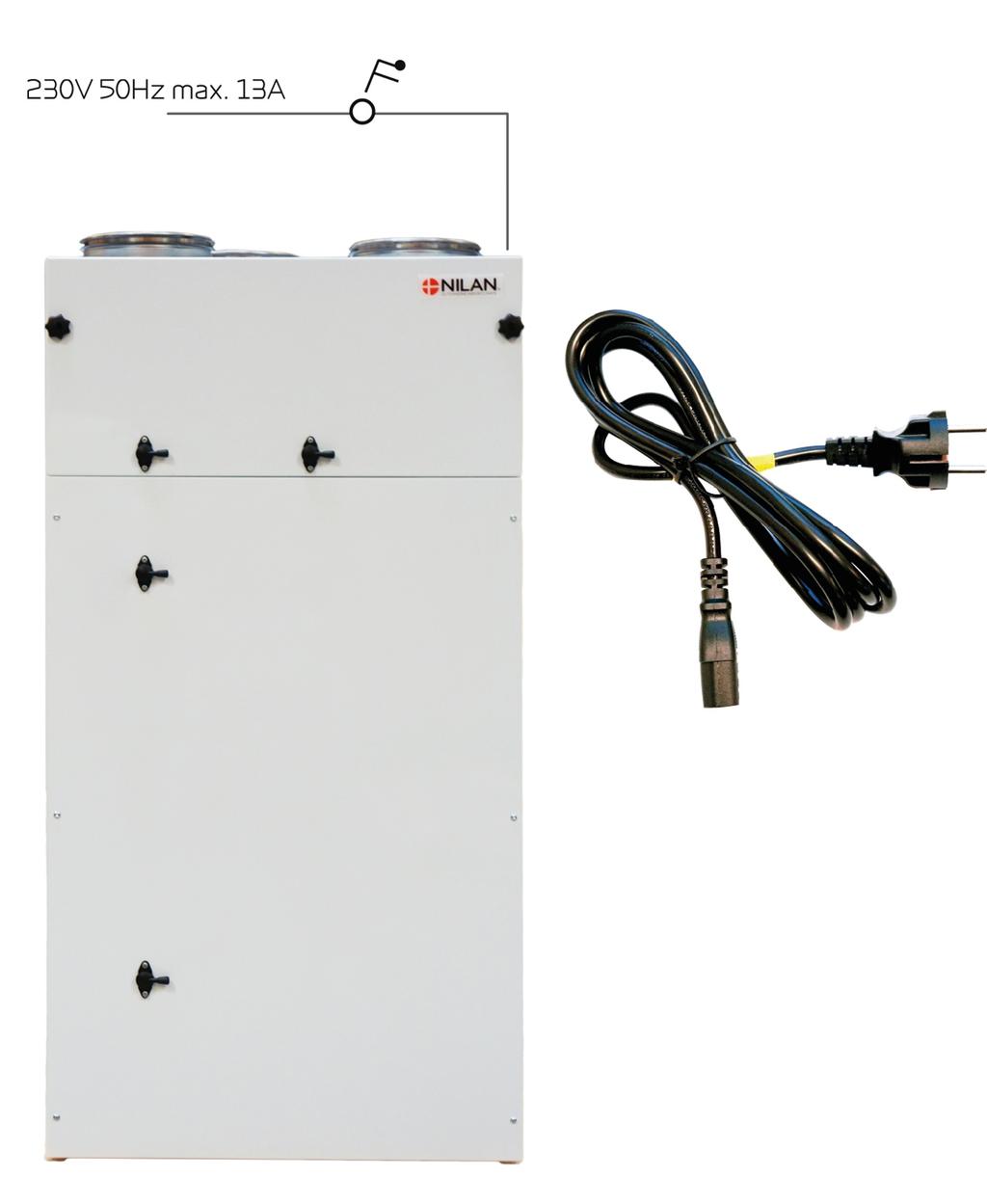 El-tilslutning aggregat Comfort 252 / 302 Top BY NILAN Forsyning ADVARSEL Strømforsyning inklusiv sikkerhedsafbryder skal monteres af en aut.