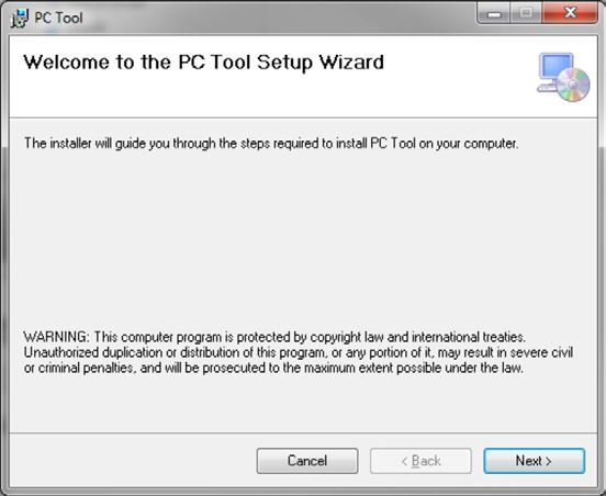 Installer det nyeste software "Installer PC Tool" Programmet installeres