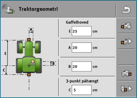 8 Applikation Tractor-ECU Parameter Du har valgt værdien "Hjulsensor" eller "Radarsensor" i parametret "Hastighed". 1. - Åbn applikationen Tractor-ECU. 2. Klik på "Indstillinger". 3.