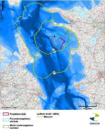 Marine pattedyr Dødelighed Alvorlig fysisk skade 3 MW (m) 7 MW (m) 3 MW (m) 7 MW (m) Nord 2 2 18 23 Syd 2 2 18 27 Nord Syd Flygtende Stationær 3 MW (km) 7 MW (km) 3 MW (km) 7 MW