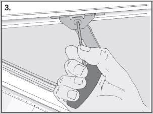 Fiktionsbremsen sidder foroven og justeres ved at dreje på skruen i beslaget med en 4 mm unbrakonøgle (3).