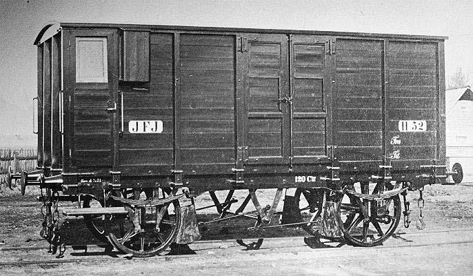 Driftsmateriellet H 01-1862 HA 1893 JFJ H 52 på fabriksfoto fra Randers Jernbanevogn Fabrik 1871. Den hed fra 1893 HA 2339.