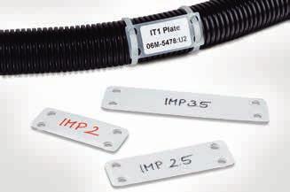 Opmærkning af ledninger og kabler 5.1 Mærkeplader IMT og IT plader IMP mærkeplader passer til opmærkning af kabler, beskyttelsesslanger og rør før eller efter installationen er foretaget.