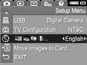6 Sådan bruges menuen Setup (Konfiguration) I menuen Setup (Konfiguration) kan du justere en række kameraindstillinger, f.eks.