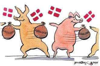 Svineproduktionens samfundsmæssige betydning Den samlede danske svineproduktion År Tons % ændring Værdi ab produ- % ændring fra året før cent mill. kr.