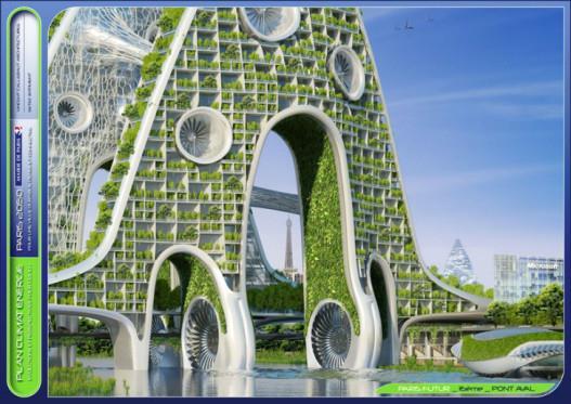 En bygning skabes i 2030-40 Selvkørende forsyning til byggeri 3D print at besværlige bygningsdele eller alle flader i huset Humane robotter til montage af bygningsdele i den