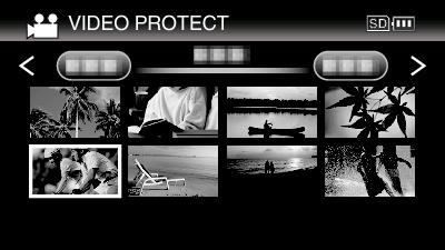 Redigering 0 Efter indstillingen, tryk OK. 0 De videoer der skal beskyttes eller beskyttelsen skal udløses, bliver vist på skærmen.