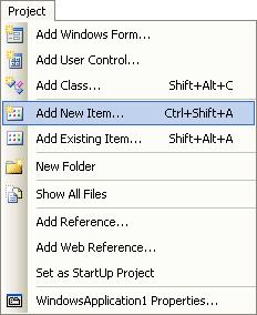 Opret et nyt Windows projekt ved at vælge File og New Project. Navngiv dit projekt vi skal dog ikke bruge formularen til noget.