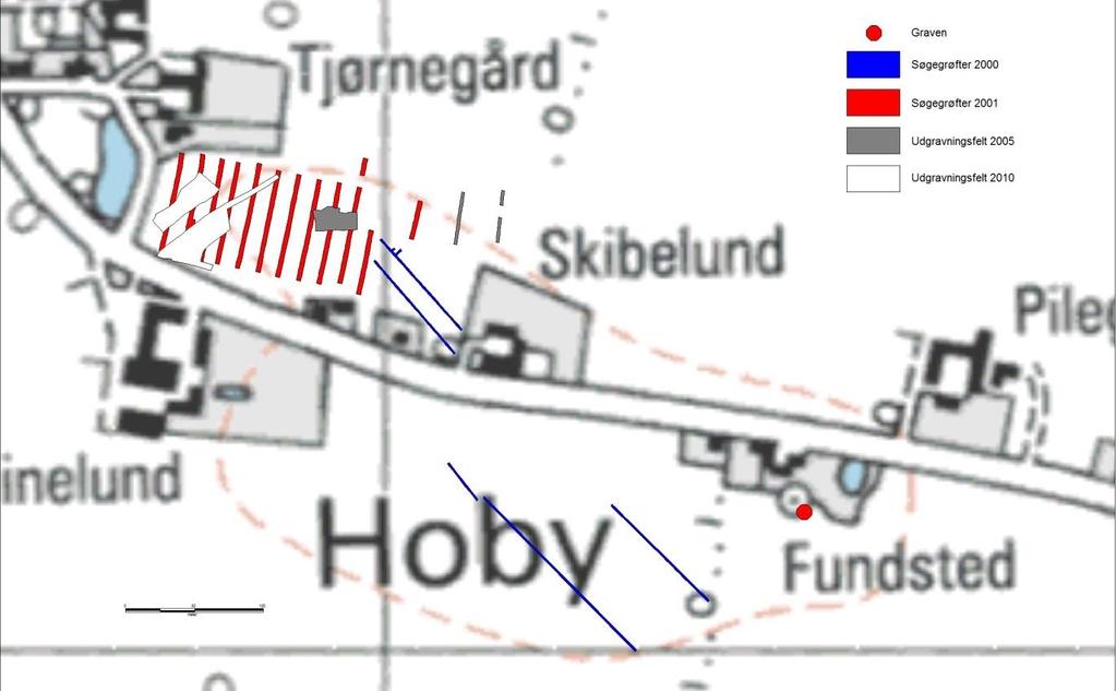 Undersøgelsens forhistorie Siden midten af 1990 erne har amatørarkæologen Boje foretaget detektorafsøgninger på markerne i Hoby-området.