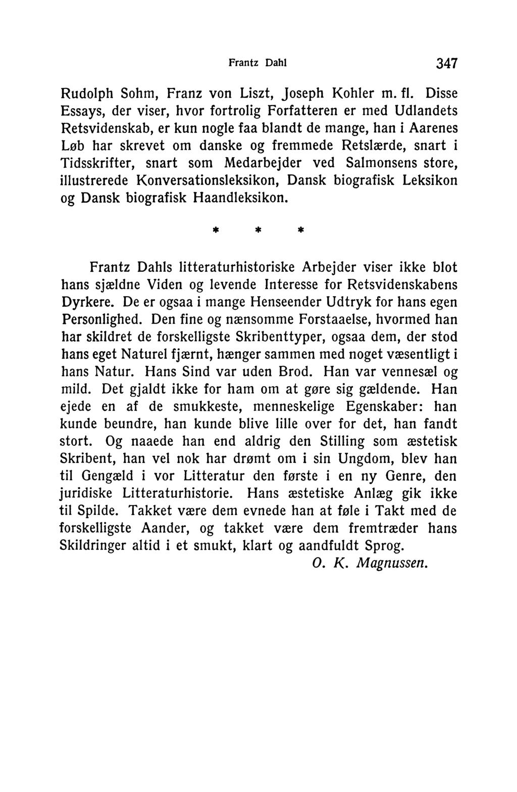 Frantz Dahl 347 Rudolph Sohm, Franz von Liszt, Joseph Kohier m. fl.