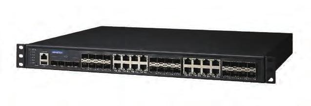 EKI-9778 1U Rackmount -Class Switch with Combo Port Flexibility 24GbE + 4 10GbE Managed Switch Switching architecture with 24 x GbE ports and 4 x 10GbE ports 16 x gigabit combo ports (1000BASE-T/TX