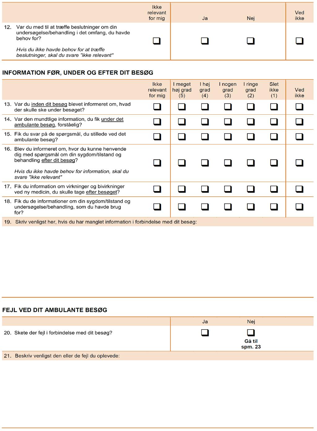 4. BILAG Spørgeskemaet (side 2) Planlagt ambulante patienters oplevelser: Den Private