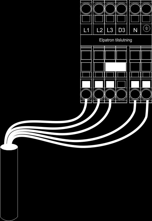 400 volt til el-patron, her er også overkogningssikring placeret Elpatron Faser Kabel Amp AWHP 4-16 kw 3