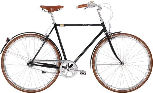 Klare farver og greb og sadel i læder fra Brooks understreger den klassiske arv i en Bike by Gubi.