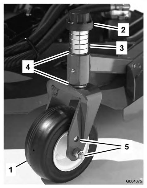 Figur 17 Bemærk: Når der benyttes en klippehøjde på 25 mm, 38 mm eller lejlighedsvis på 51 mm, skal gliderne og dybdehjulene flyttes til de højeste huller.