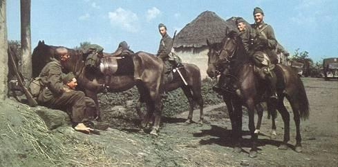 Bereden patrulje Billedteksten i Kilde 2 er: "In terms of equipment and armament, the Hungarian cavalry division was ill-suited to the demands of the