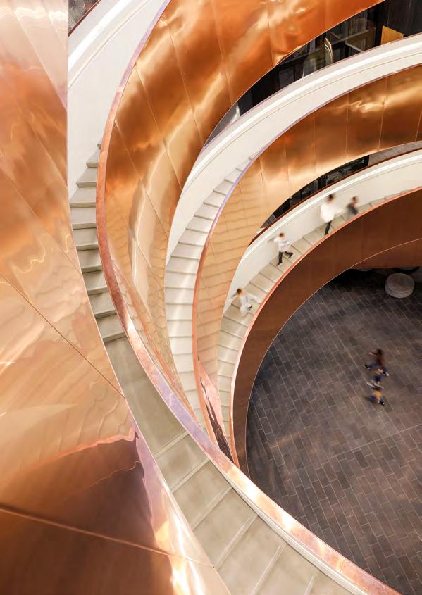 8 9 A giant copper spiral staircase, designed to look like DNA, sets the tone for this science center, which reopened in 2017 after an extensive renovation.