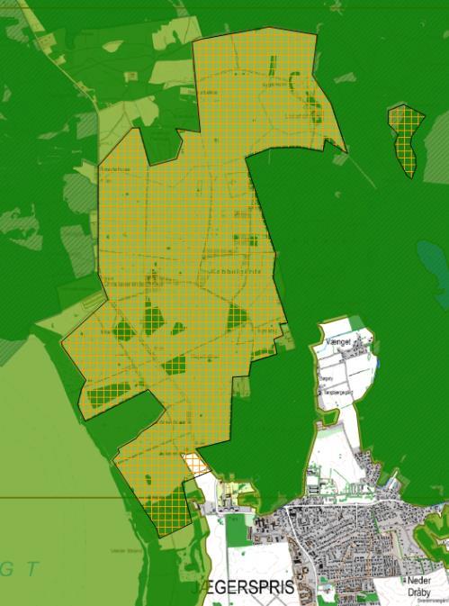 De på kortet viste arealer, benævnt Jægerspris Landbrugslandskab, udgør en væsentlig del af driftsgrundlaget for Kong Frederik den Syvendes Stiftelse paa Jægerspris.