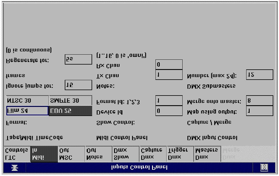 Gestion des Entrées Ce chapitre développe l'utilisation des ports MIDI, Timecode et DMX.
