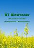 BT Biopresser. Din Danske leverandør. af Oliepressere & Rensemaskiner