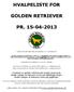 HVALPELISTE FOR GOLDEN RETRIEVER PR