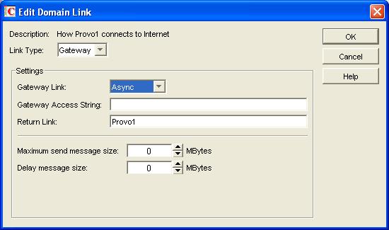 3 Double-click the non-groupwise domain to display the Edit Domain Link dialog box.