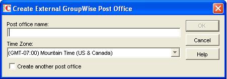 To create a non-groupwise post office: 1 In ConsoleOne, right-click the non-groupwise domain that represents the Internet, then click New > External Post Office.