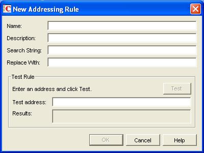 Name: Specify the name you want to use for the rule. Search String: Specify the text string that determines which addresses the rule is applied to.